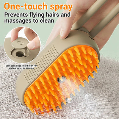 ✨ Steamy 3-in-1 Pet Brush – Electric Spray Cat & Dog Grooming Comb | Massage + Hair Removal