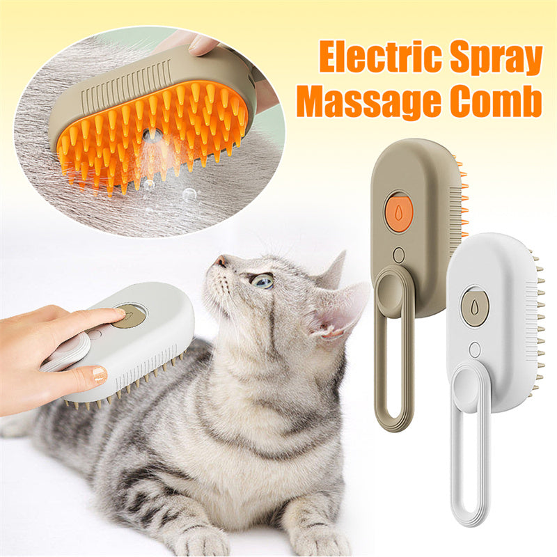 ✨ Steamy 3-in-1 Pet Brush – Electric Spray Cat & Dog Grooming Comb | Massage + Hair Removal