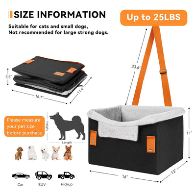 Luxury Portable Dog Car Booster Seat – Safe, Snug & Designed for Small Pets