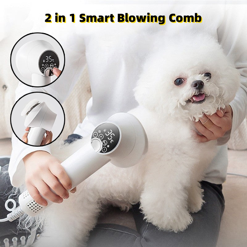 Smart Pet Hair Dryer & Brush – Fast Quiet Grooming for Dogs & Cats | No-Heat Damage